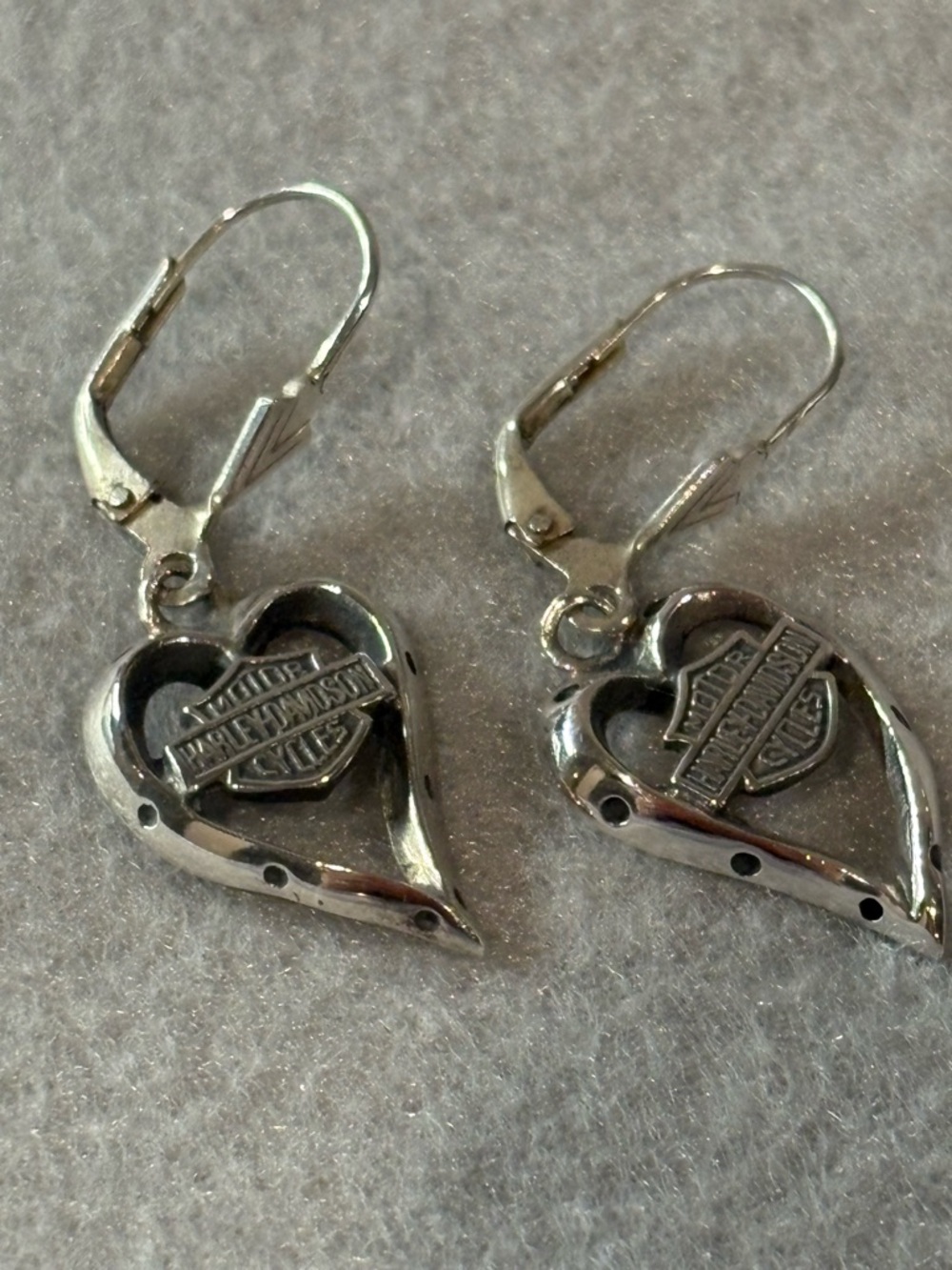 Harley-Davidson Silver Heart Logo Dangle Earrings set of 2 (925) - Picture 4 of 8